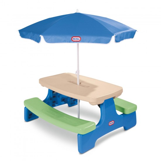 Little Tikes Ride-ons Easy Store™ Picnic Table with Umbrella - Blue\Green